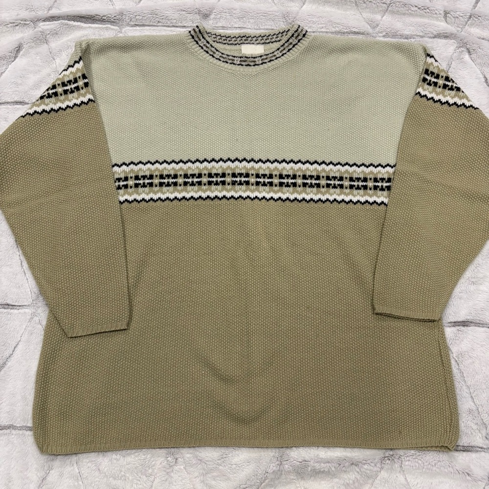 Bobbie Brooks Grannycore Knit Sweatshirt Sz L Beige Long Sleeve Cozy USA Made